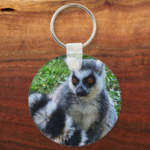 Button met ringstaartmaki – unieke dierenprint キーホルダー (正面)