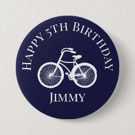 Button Pin Happy xth Birthday Boy Bicycle Blue 缶バッジ