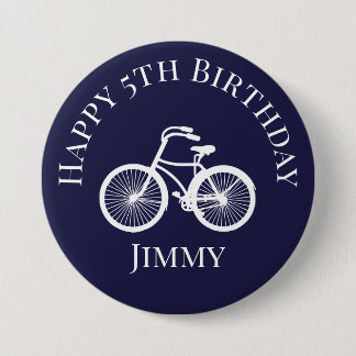 Button Pin Happy xth Birthday Boy Bicycle Blue 缶バッジ