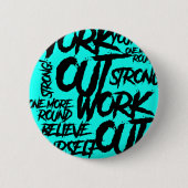 Button Pin Workout Motivation Teal Gym Badge 缶バッジ (正面)