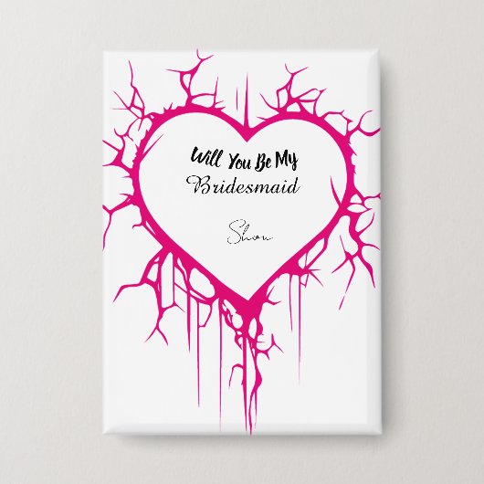 Button Pink Heart 缶バッジ (正面)