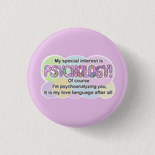 Button, Psychology Love Language (ADHD, Autistic) 缶バッジ (正面)