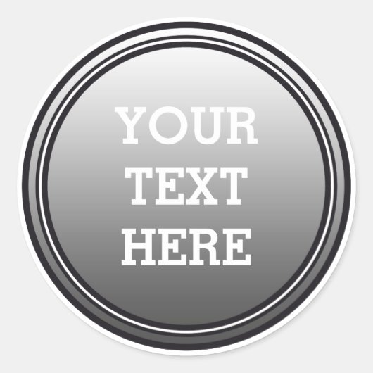 BUTTON ROUNDグレーと黒+テキスト ラウンドシール (正面)