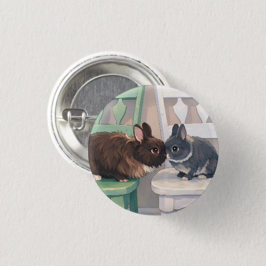  Button - Two Rabbits 缶バッジ (正面&裏面)