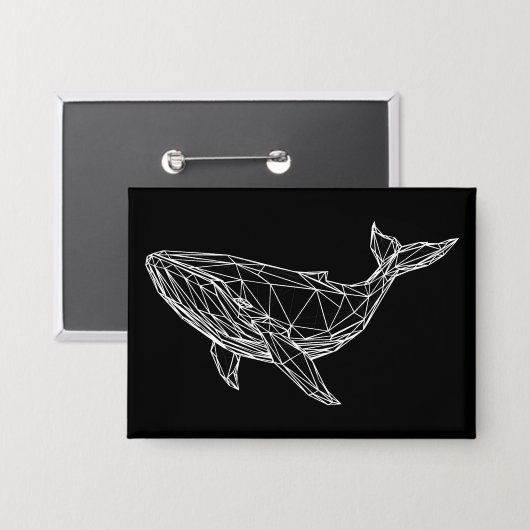 Button White Whale Minimalist  缶バッジ (正面/裏面)