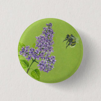 Button with lilac and bumblebee 缶バッジ