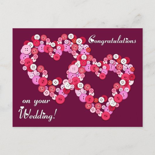 Buttonisedのハート ポストカード (正面)