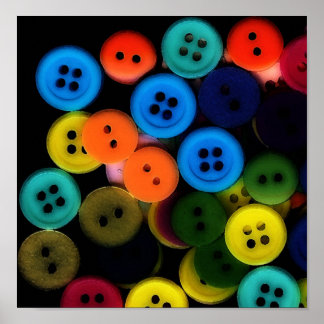 BUTTONS!アーお洒落トプリント ポスター