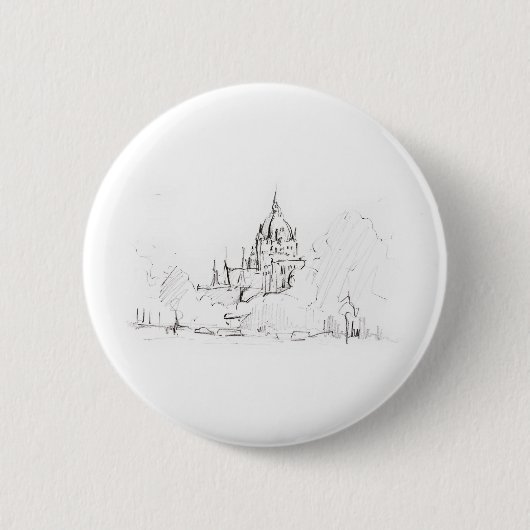 Buttons Zeichnung Hannover Rathaus Landschaft 缶バッジ (正面)
