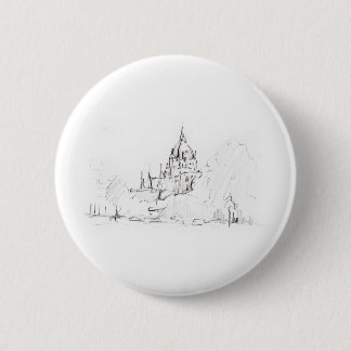 Buttons Zeichnung Hannover Rathaus Landschaft 缶バッジ