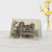 Buxtonのオペラハウスのセピア色のブランクの挨拶状 カード (黄色い花)