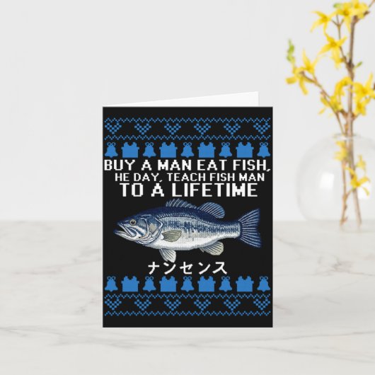 Buy A Man Eat Fish Funny Ugly Christmas Sweaters L カード (黄色い花)