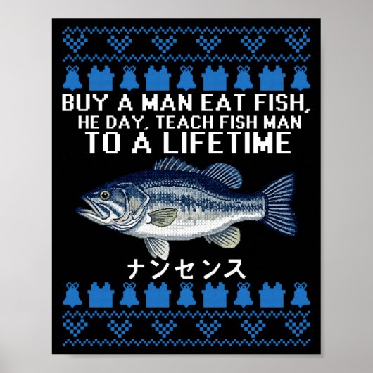 Buy A Man Eat Fish Funny Ugly Christmas Sweaters L ポスター (正面)