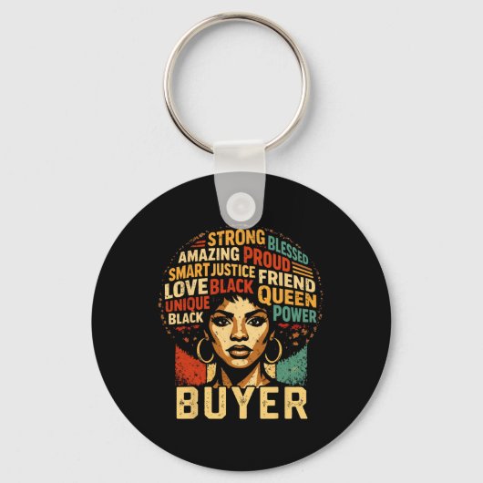 Buyer Black History Month Powerful Black Pride Art キーホルダー (正面)