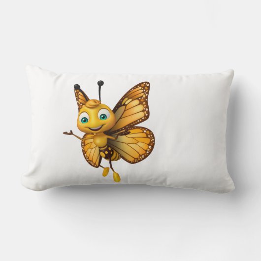 "Buzz & Bliss: The Enchanting Honeybee Pillow" ランバークッション (正面)