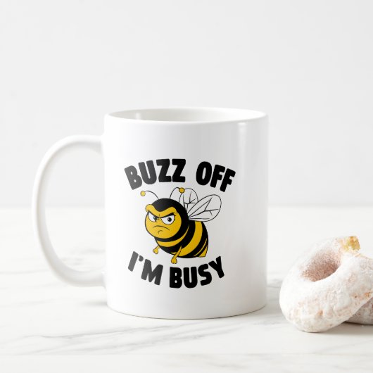 Buzz Off I'M Busy コーヒーマグカップ (ドーナツ)