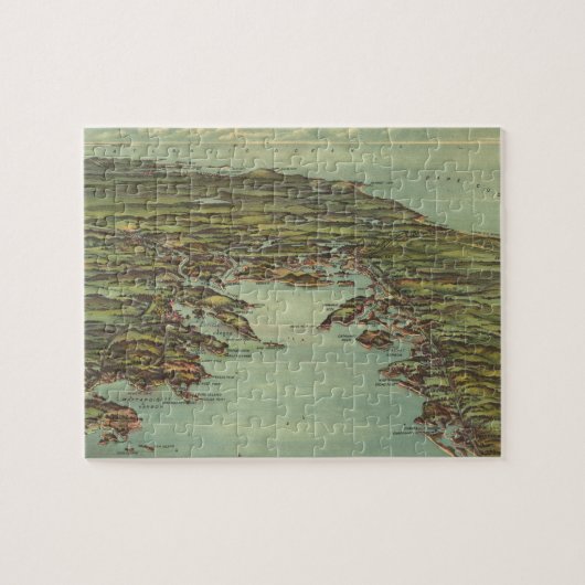 Buzzards Bay (1907年)のヴィンテージの絵解き地図 ジグソーパズル (横)