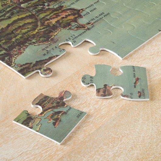 Buzzards Bay (1907年)のヴィンテージの絵解き地図 ジグソーパズル (側面)
