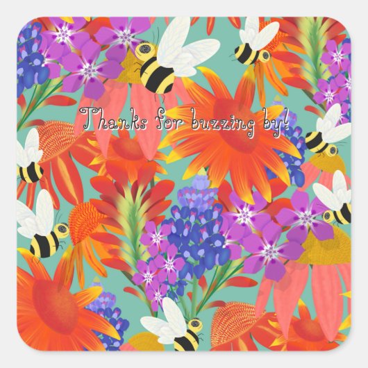 BuzzBetweenBlooms_Editable Kids スクエアシール (正面)