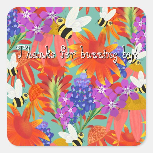 BuzzBetweenBlooms_Editable Kids スクエアシール (正面)