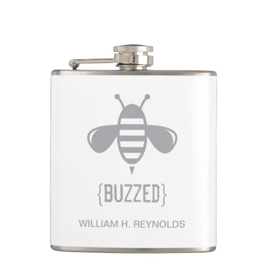 {BUZZED}ブライダルパーティのビープレゼント（灰色） フラスク (正面)