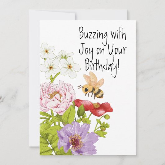 Buzzing Bee With Joy on Your Birthday Card シーズンカード (正面)