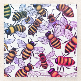 Buzzing with bees ガラスコースター