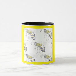 Buzzing with Style – Bee Illustration Ceramic Mug マグカップ