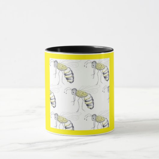 Buzzing with Style – Bee Illustration Ceramic Mug マグカップ (中央)