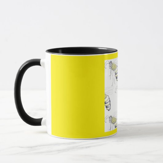 Buzzing with Style – Bee Illustration Ceramic Mug マグカップ (左)