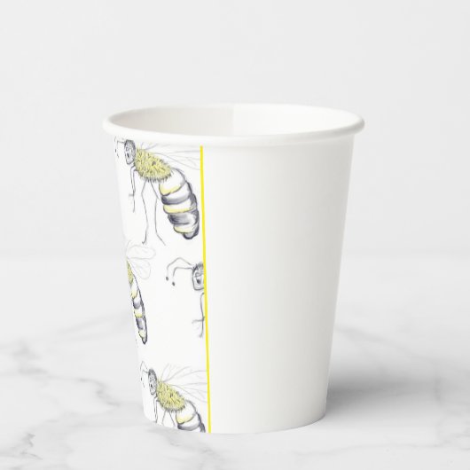 Buzzing with Style – Bee Illustration cups 紙コップ (左)