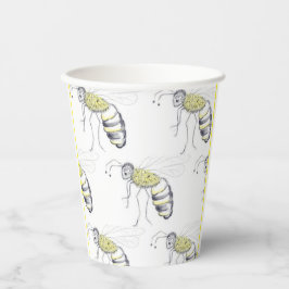 Buzzing with Style – Bee Illustration cups 紙コップ
