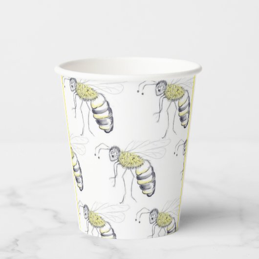 Buzzing with Style – Bee Illustration cups 紙コップ (正面)
