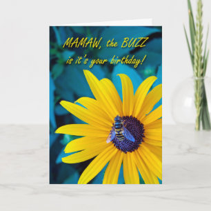Buzzy誕生日Bee on Flower カード