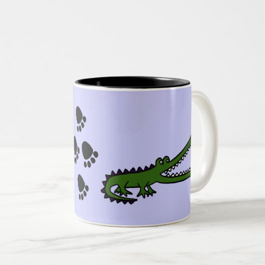 BV-おもしろいなワニおよび足跡のマグ ツートーンマグカップ (正面右)
