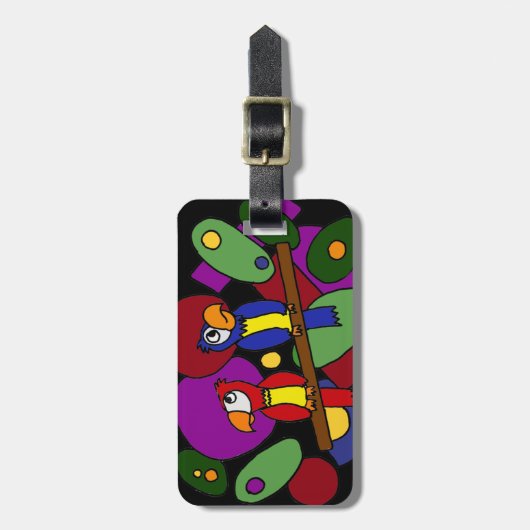 BV-オウムの抽象美術の荷物のラベル ラゲッジタグ (正面縦)