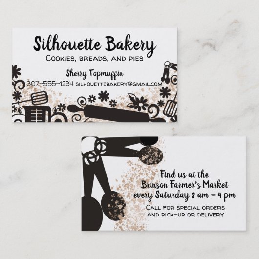 BWのパン屋のペーストリー作りの職人の道具名刺 名刺 (正面/裏面)