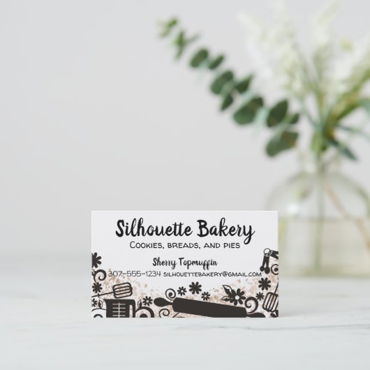 BWのパン屋のペーストリー作りの職人の道具名刺 名刺 (スタンド正面)