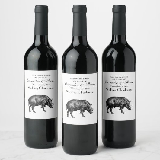 BWを引いているヴィンテージのイノシシ ワインラベル (ボトル)