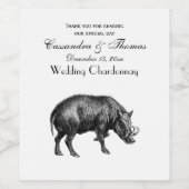 BWを引いているヴィンテージのイノシシ ワインラベル (シングルラベル)