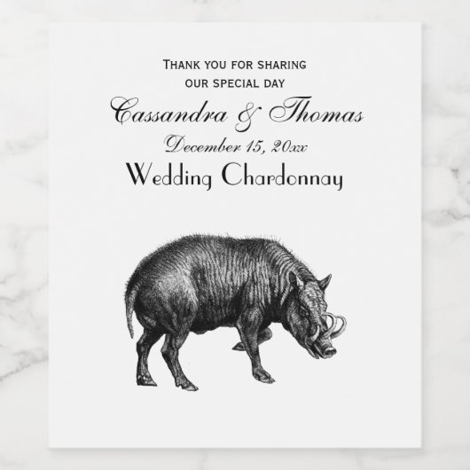 BWを引いているヴィンテージのイノシシ ワインラベル (シングルラベル)