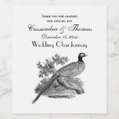 BWを引いているヴィンテージのキジの狩猟鳥 ワインラベル (シングルラベル)