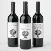 BWを引くヴィンテージの世界の地球の石版 ワインラベル (ボトル)