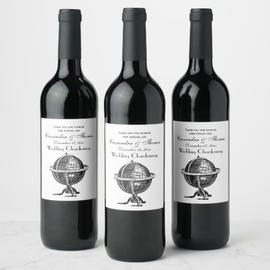 BWを引くヴィンテージの世界の地球の石版 ワインラベル (ボトル)