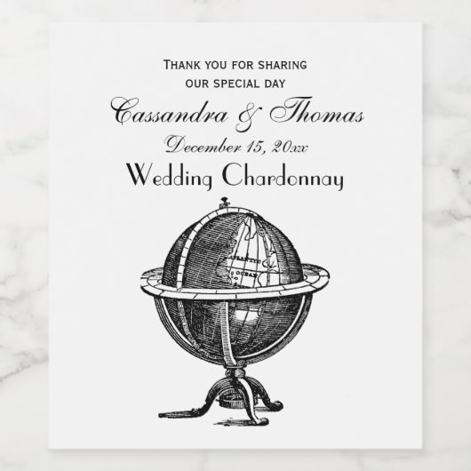 BWを引くヴィンテージの世界の地球の石版 ワインラベル (シングルラベル)