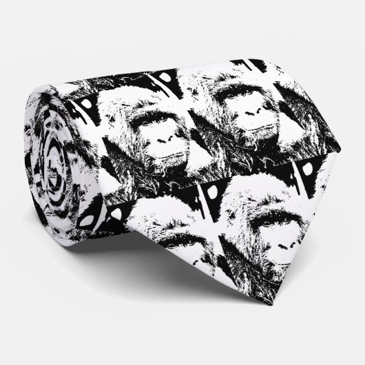 BWゴリラ顔 ネクタイ (ロール)