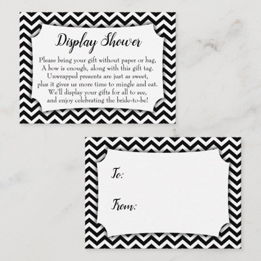 BWシェブロンNo Wrap表示ブライダルシャワーギフトカード エンクロージャーカード (正面/裏面)