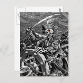 BWスケルトン海賊はがき ポストカード (正面/裏面)