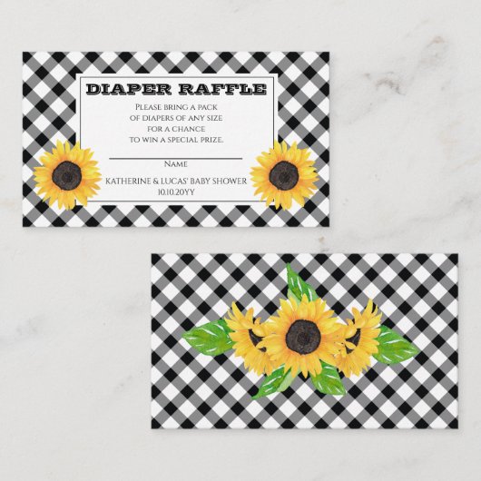 BWチェックベビーQ BBQシャワーおむつラッフル エンクロージャーカード (正面/裏面)