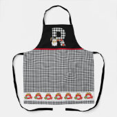 BWバッファローチェック模様モノグラムR |雪だるま エプロン (正面)